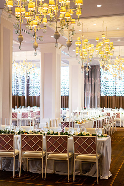 Kimpton Hotel Monaco Philadelphia wedding reception setup in ballroom