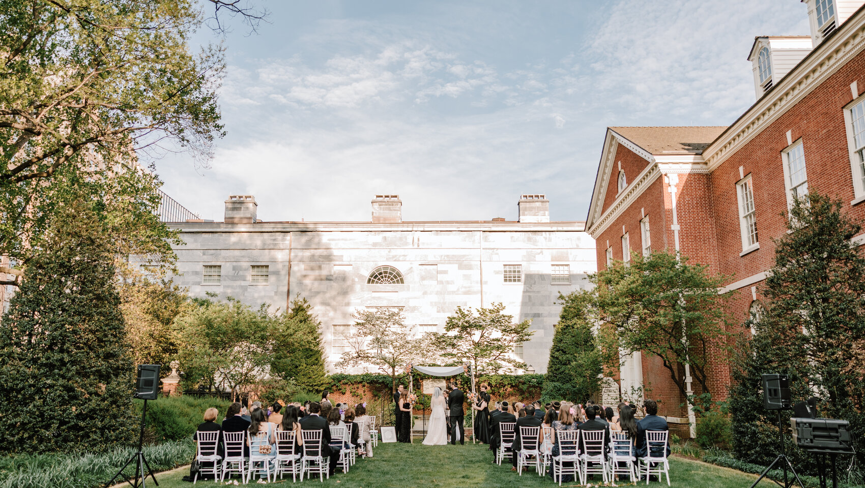Jaclyn and Simon's ceremony in the Thomas Jefferson Garden