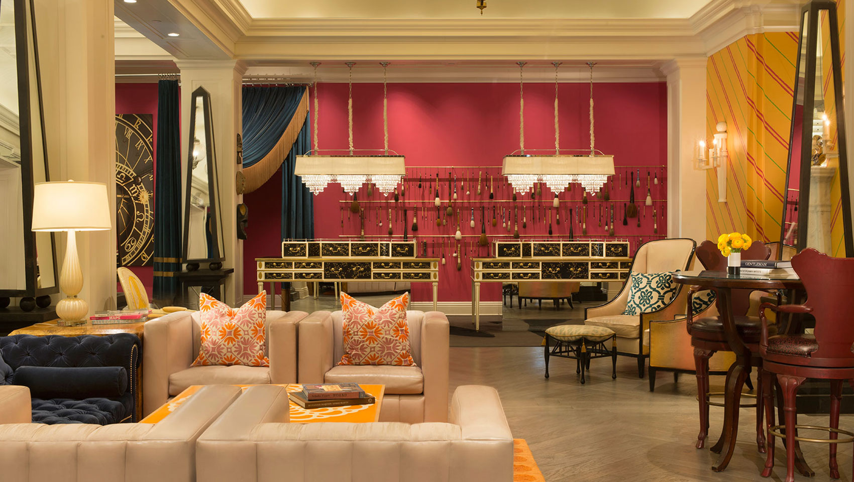 Monaco Philadelphia Living Room with seating and decorative lighting