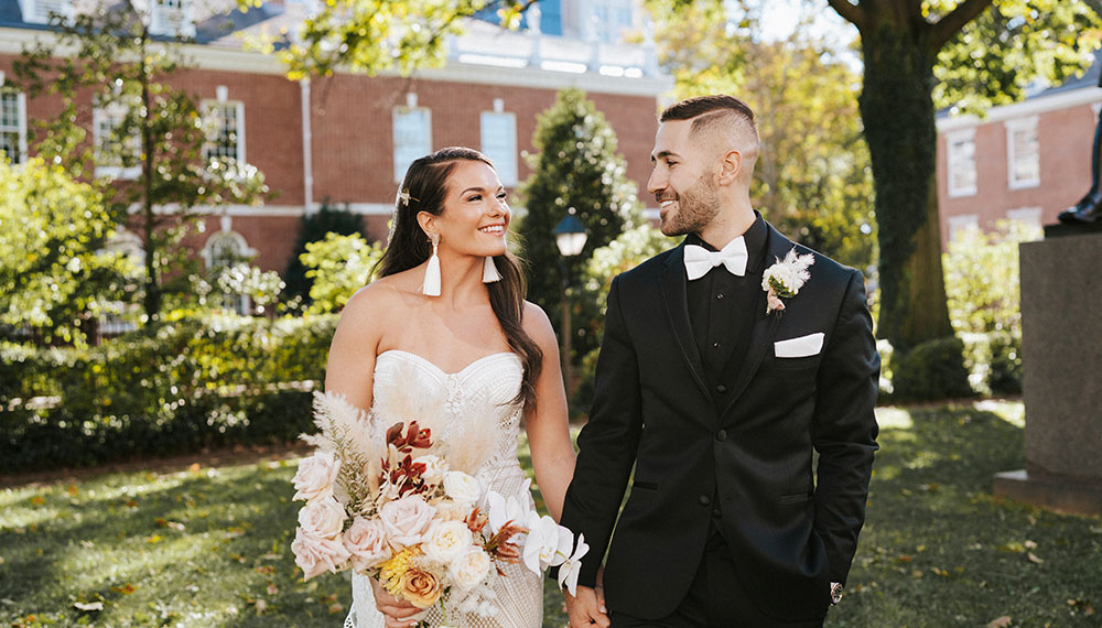 Newlyweds dance at reception