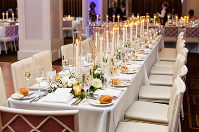 Kimpton Hotel Monaco Philadelphia wedding reception setup with table settings