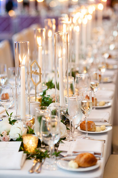 Kimpton Hotel Monaco Philadelphia’s table settings for wedding reception