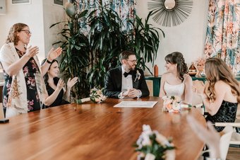 Signing the marriage license or ketubah