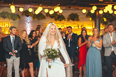 Bride walking down the aisle