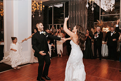 Newlyweds dance at reception