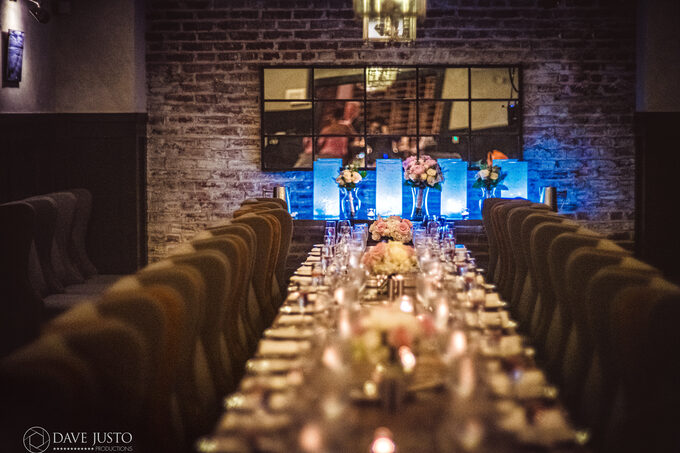Candlelit wedding reception table at Kimpton Hotel Monaco Philadelphia