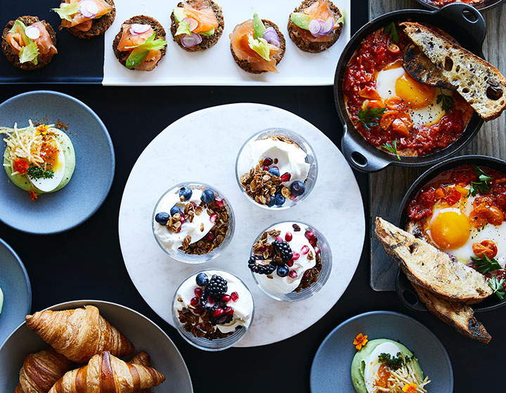 catering display from aerial view