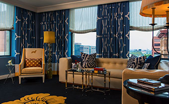 Monaco Philadelphia guest suite with seating area
