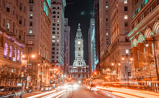 Philadelphia street at night